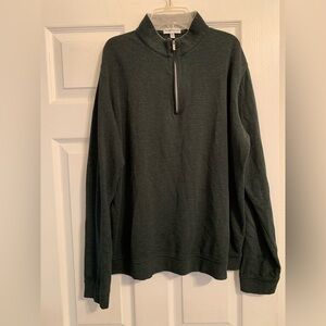 Peter Millar Quarter Zip Sweater Green Cotton Crown Comfort Preppy Mens Large